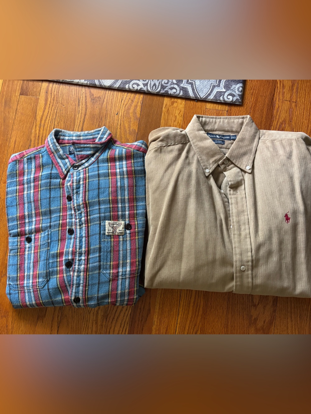 Ralph Lauren Beige Corduroy Button-Down with Red Pony